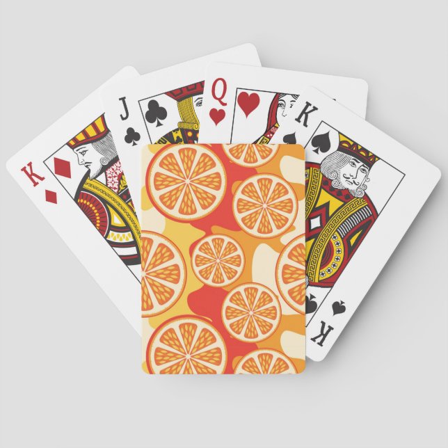 Retro Orange Citrus Pattern Poker Cards (Back)