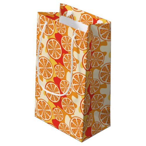 Retro Orange Citrus Pattern Small Gift Bag