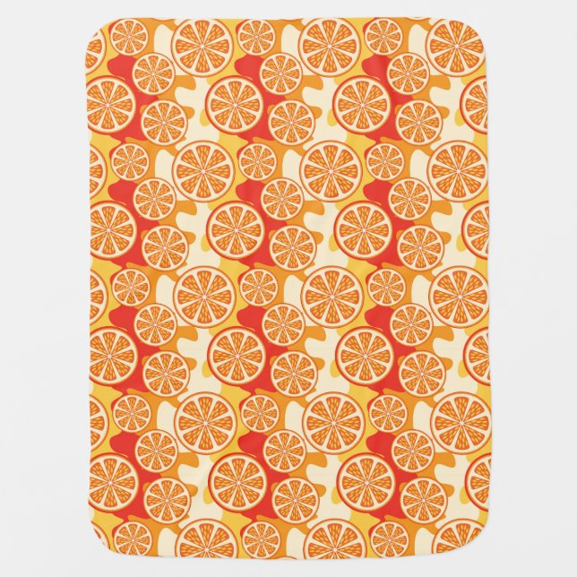 Retro Orange Citrus Pattern Swaddle Blanket (Front)