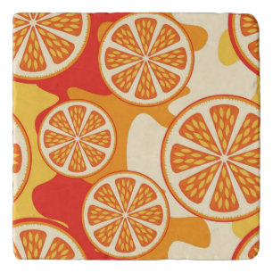 Retro Orange Citrus Pattern Trivet