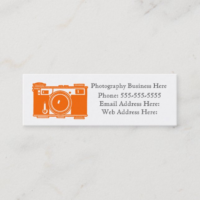 Retro Orange Color Film Camera Business Card (Front)