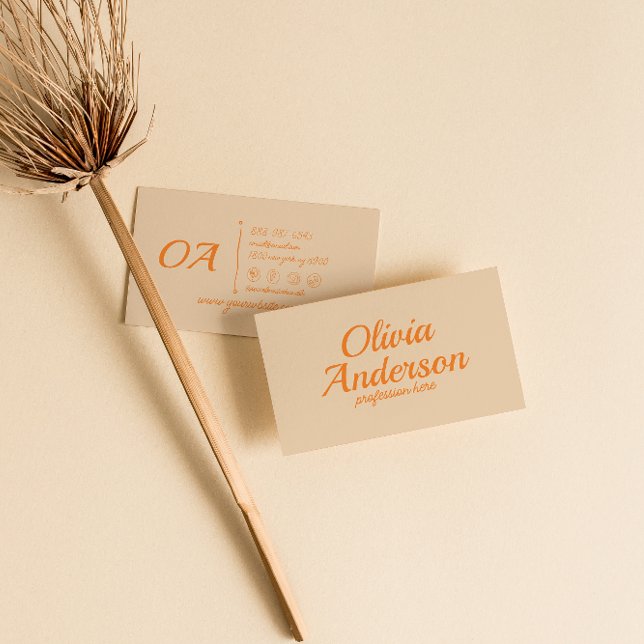 Retro Orange Colorful  Bold Groovy Trendy Unique Business Card (Creator Uploaded)