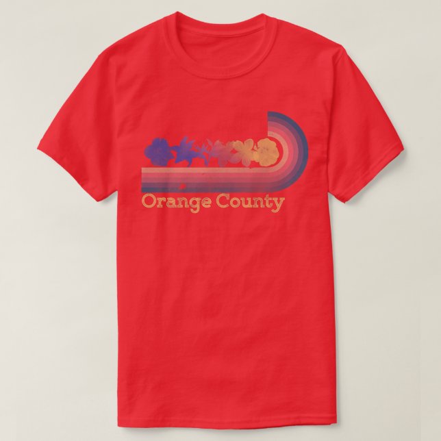 Retro Orange County Tropical Flowers 80s Style Sur T-Shirt (Design Front)