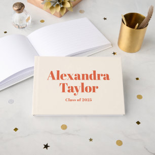 Retro Orange Cream Aesthetic Custom Graduation Guest Book