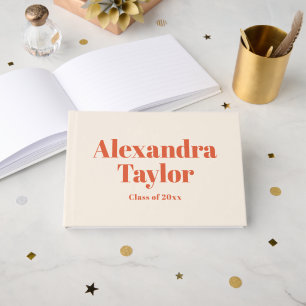 Retro Orange Cream Aesthetic Custom Graduation Guest Book
