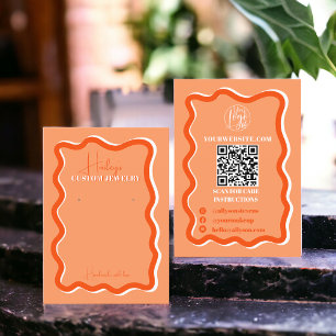 Retro orange curve squiggle wavy jewelry display business card