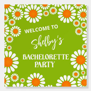 Retro Orange Daisy Bachelorette Party Welcome Foam Board