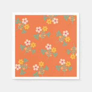 Retro Orange Daisy Bouquet Pattern  Napkins
