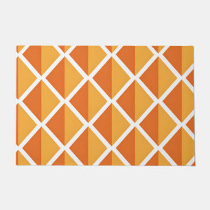 Retro Orange Diamond Harlequin Pattern Doormat
