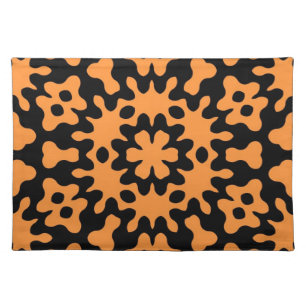 Retro Orange Floral Abstract Art Cloth Placemat