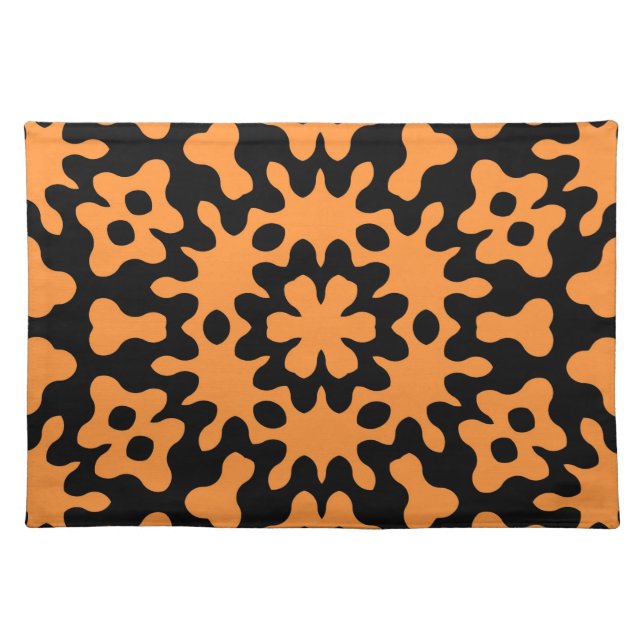 Retro Orange Floral Abstract Art Cloth Placemat (Front)