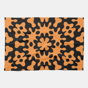 Retro Orange Floral Abstract Art Kitchen Towel