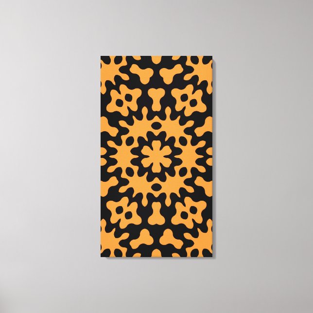 Retro Orange Floral Abstract Art  Wrapped Canvas Print (Front)