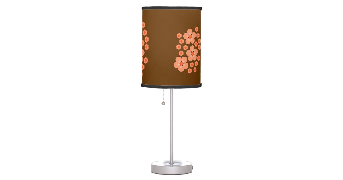 Retro Orange Floral design Lamp | Zazzle