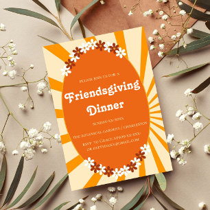 RETRO ORANGE FLORAL FRIENDSGIVING INVITATION