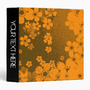 Retro orange floral pattern 3 ring binder