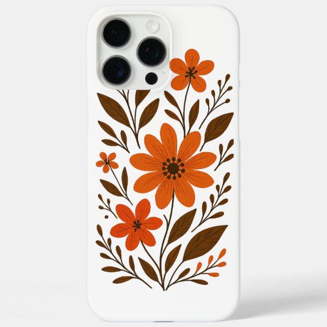Retro Orange Floral Pattern Case-Mate iPhone Case (Back)