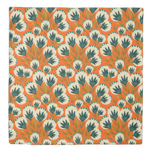 Retro Orange Floral Pattern Duvet Cover
