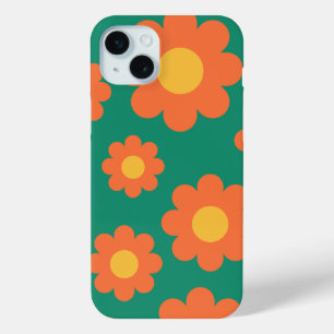 Retro Orange Flowers iPhone 15 Plus Case