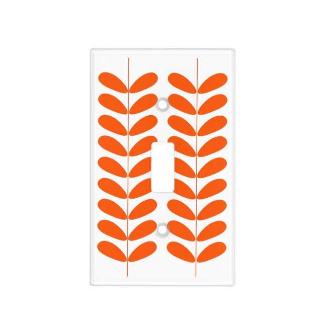 Retro Orange Flowers Mid Century Modern Light Switch Cover (Front)
