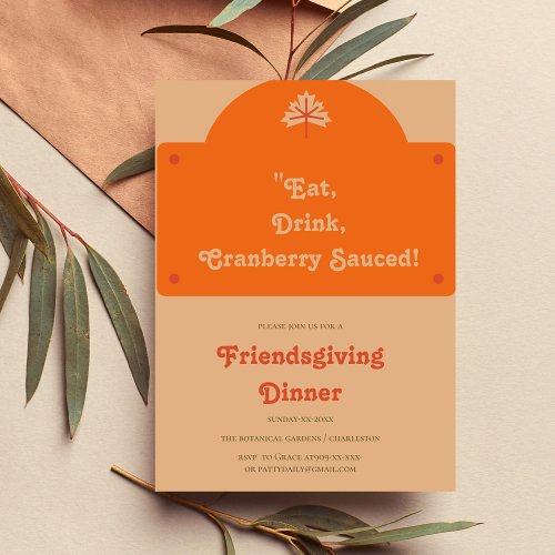 RETRO ORANGE FRIENDSGIVING  INVITATION