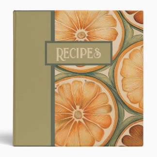 Retro Orange Fruit Recipe Storage Binder