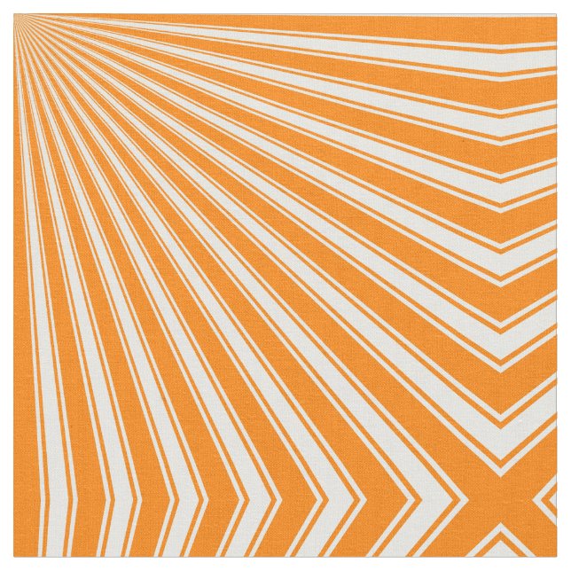 Retro Orange Funky Sun Rays Background Fabric (Close Up)