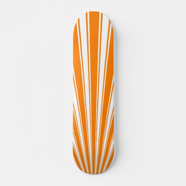Retro Orange Funky Sun Rays Background Skateboard Deck (Front)