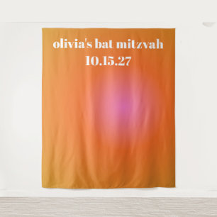 Retro Orange Gradient Bat Mitzvah Custom Backdrop