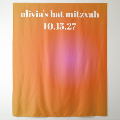 Retro Orange Gradient Bat Mitzvah Custom Backdrop