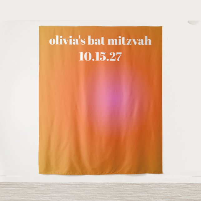 Retro Orange Gradient Bat Mitzvah Custom Backdrop (Front)