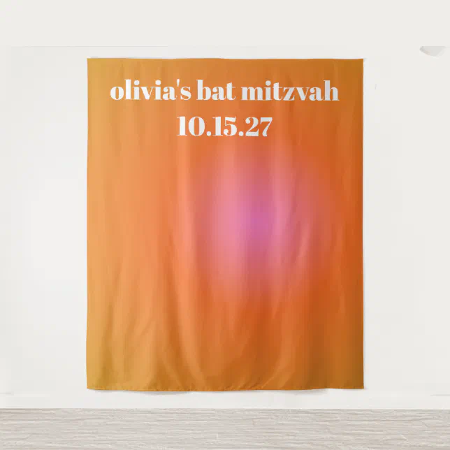 Retro Orange Gradient Bat Mitzvah Custom Backdrop | Zazzle