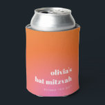 Retro Orange Gradient Unique Bat Mitzvah Custom Can Cooler<br><div class="desc">Retro Orange Pink Gradient Unique Bat Mitzvah Custom Can Cooler</div>