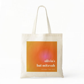 Retro Orange Gradient Unique Bat Mitzvah Custom Tote Bag
