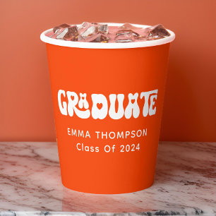 Retro Orange Graduate Class Of 2024 Paper Cups