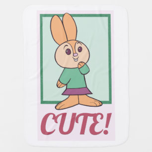 Retro Orange, Green and Pink Cute Bunny Rabbit Baby Blanket