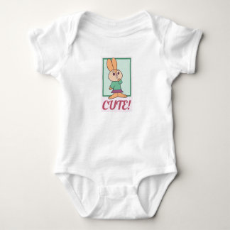 Retro Orange, Green and Pink Cute Bunny Rabbit Baby Bodysuit