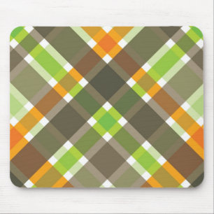 Retro Orange Green Brown Plaid Mousepad