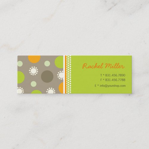 Retro Orange Green Dots Fun Pattern Profile Card / Business Card Templates