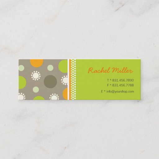 Customizable Retro Orange Green Dots Fun Pattern Profile Card / Business Card Templates