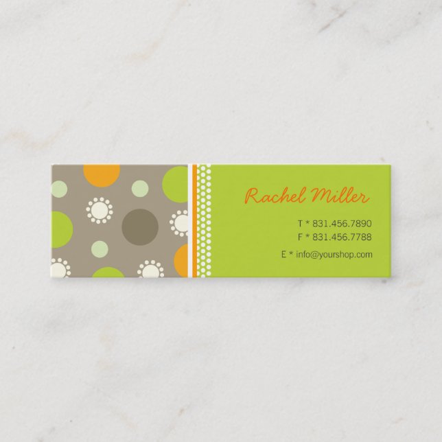 Retro Orange Green Dots Fun Pattern Profile Card / (Front)
