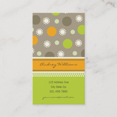 Retro Orange Green Dots Fun Pattern Profile Card