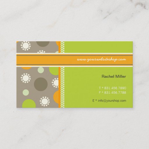 Customizable Retro Orange Green Dots Fun Pattern Profile Card Business Cards