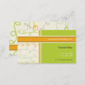 Retro Orange Green Scribbles Pattern Profile Card (Front/Back)