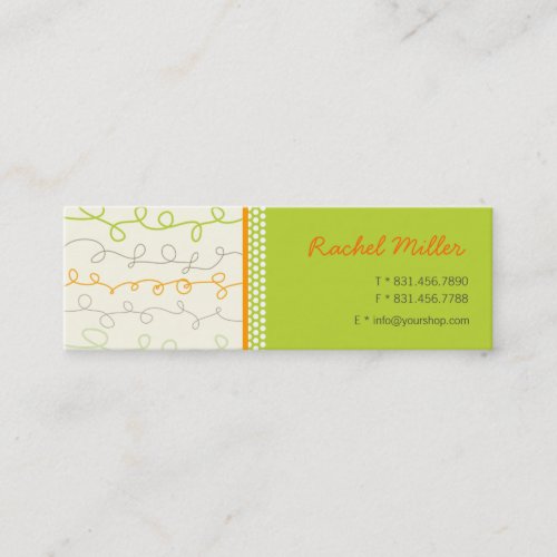 Retro Orange Green Scribbles Pattern Profile Card Business Card
