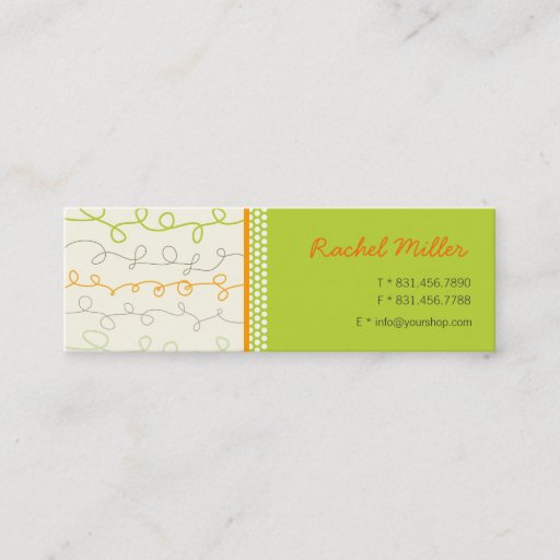 Customizable Retro Orange Green Scribbles Pattern Profile Card Business Card