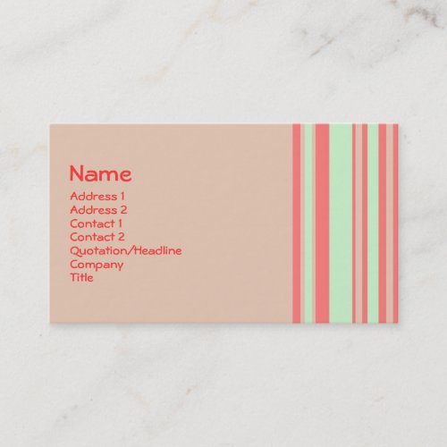 retro orange green stripes business card template