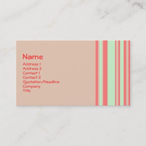 Customizable retro orange green stripes business card template