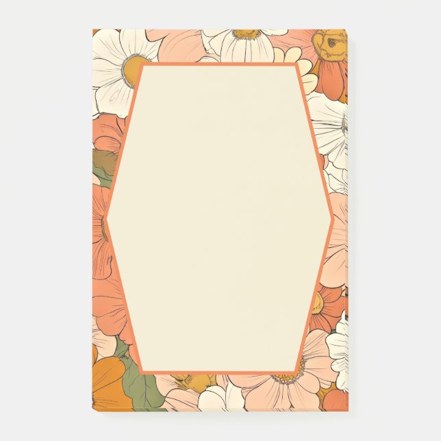 Retro Orange Groove Floral 4x6 Notes (Front)