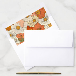 Retro Orange Groove Floral Envelope Liner